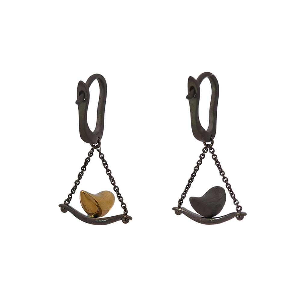18KT Yellow Gold & Black Plated Titanium, Yellow Diamond & Diamond Earrings