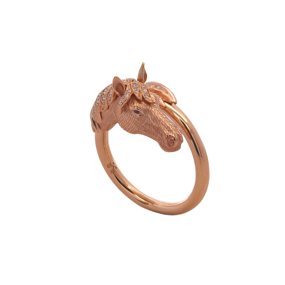 18KT Gold Steed Ring with Sapphire & Diamond