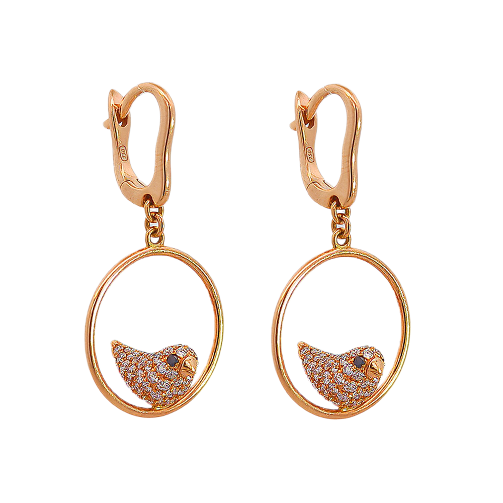 18K Rose Gold "Duet" Earrings with Diamond