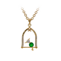 18KT Yellow Gold Nestle Bird-in-Nest Pendant with Tsavorite & Diamonds