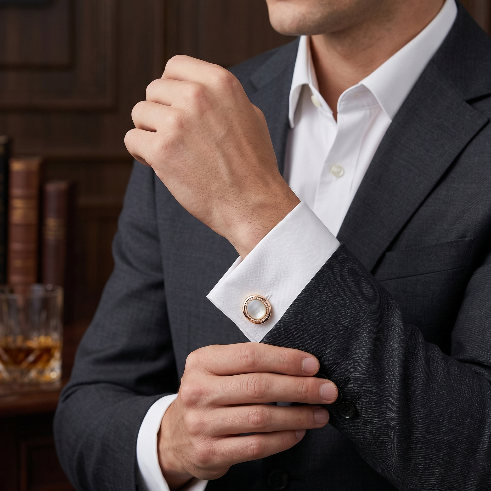 18KT Rose Gold Pinctada Martensi & Diamond Cufflinks
