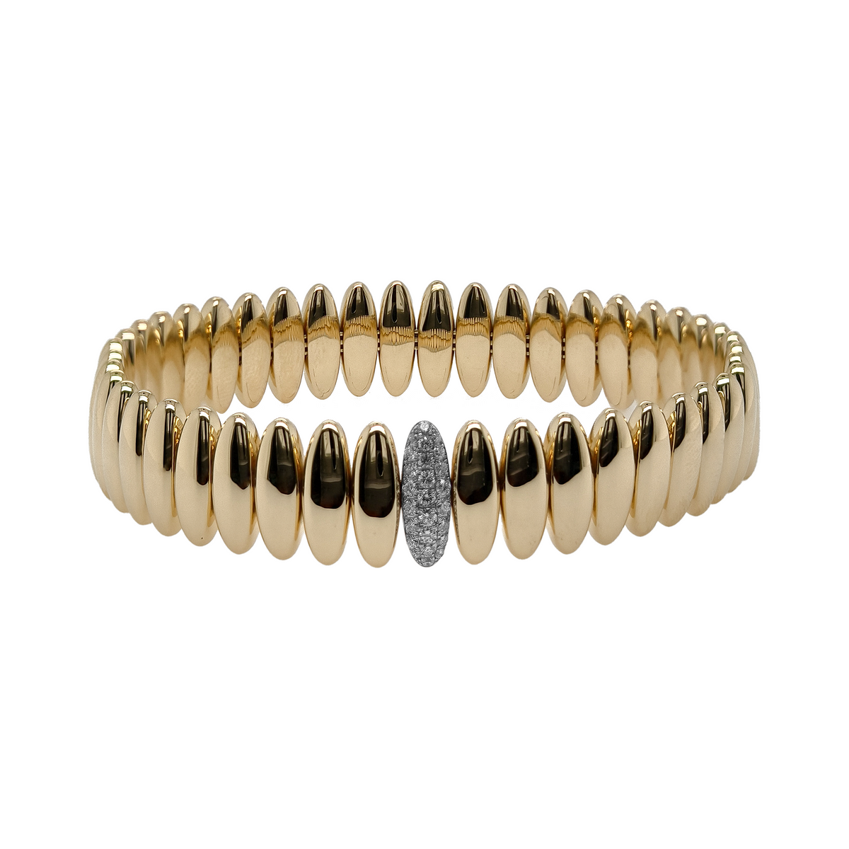 18KT Yellow Gold with White Rhodium Diamond Bangle