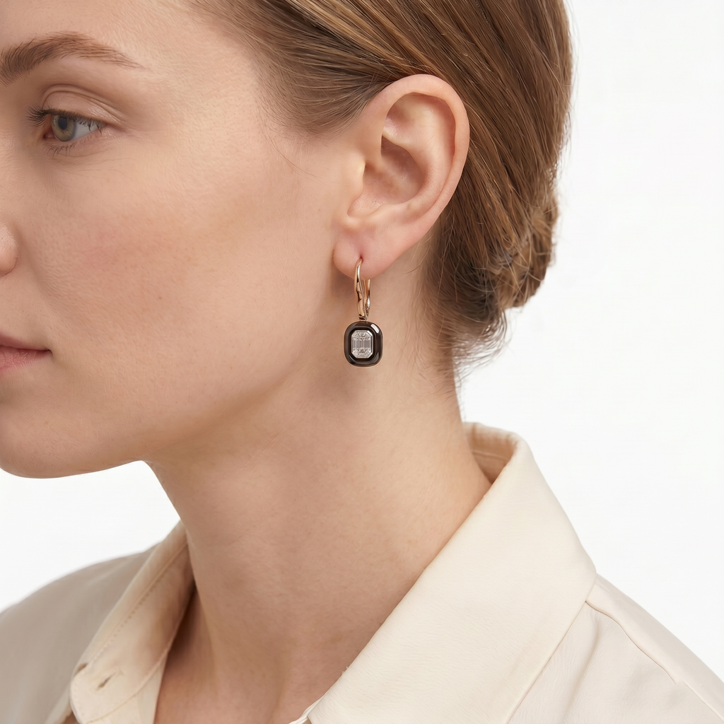 18KT Rose, White & Yellow Gold Diamond Earrings