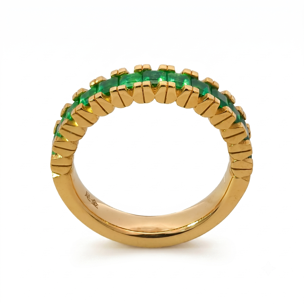 24KT Pure Gold Blue Emerald Ring