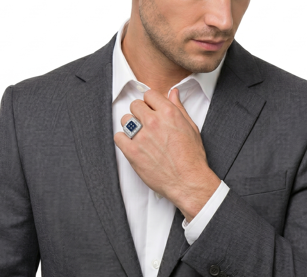 18KT White Gold Sapphire & Diamond Ring