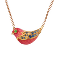18KT Rose & Yellow Gold Bloom Necklace with Enamel, Sapphires, Tsavorite & Diamonds