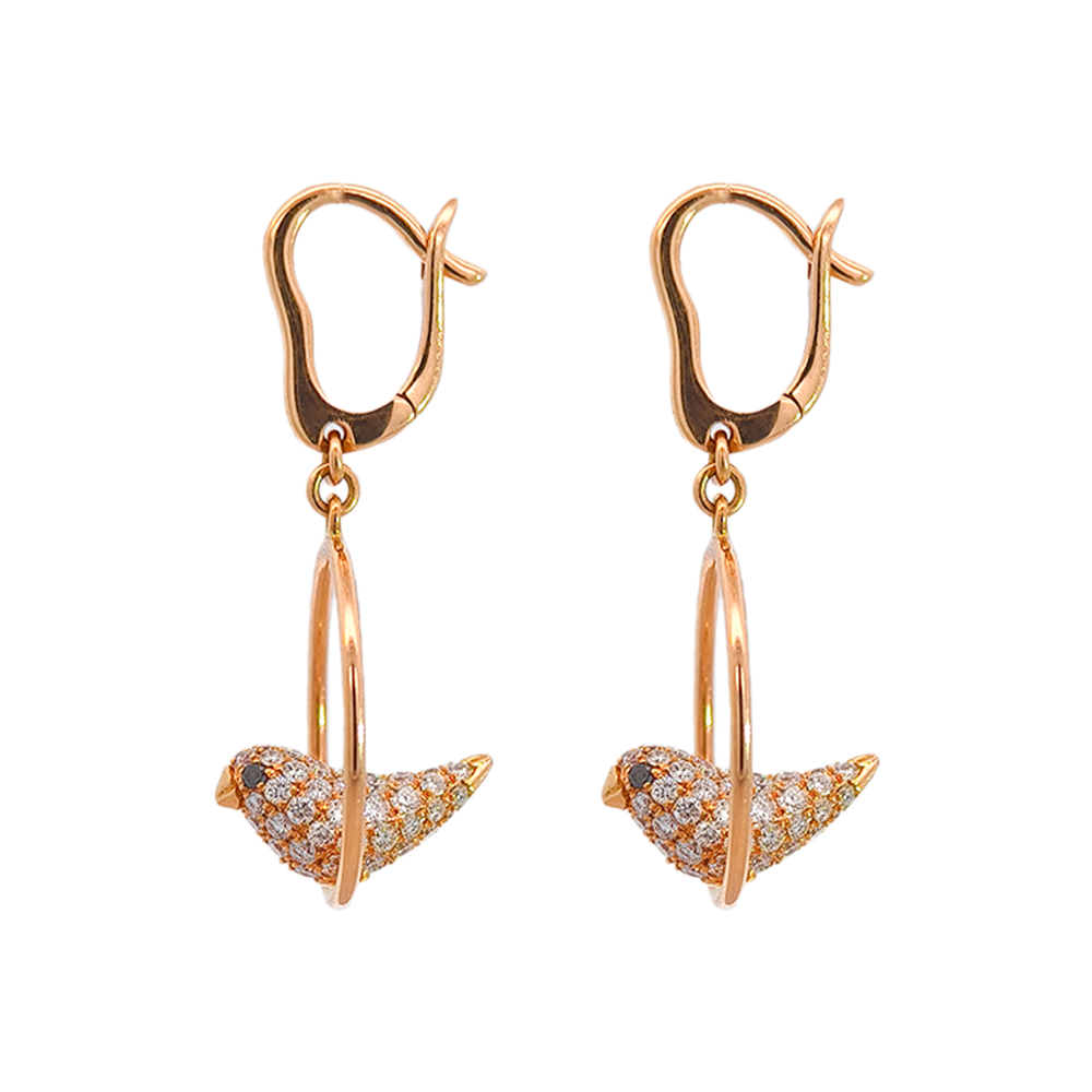 18K Rose Gold "Duet" Earrings with Diamond