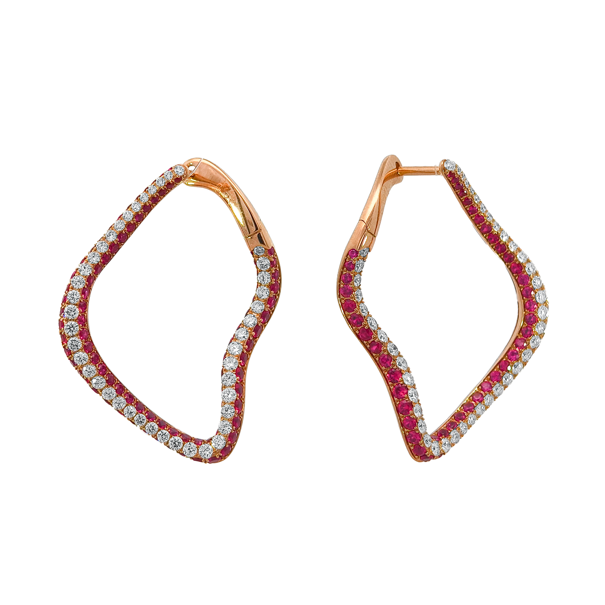 18KT Rose Gold Ruby & Diamond Earrings