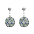 18KT White Gold Tsavorite & Sapphire & Diamond Earrings