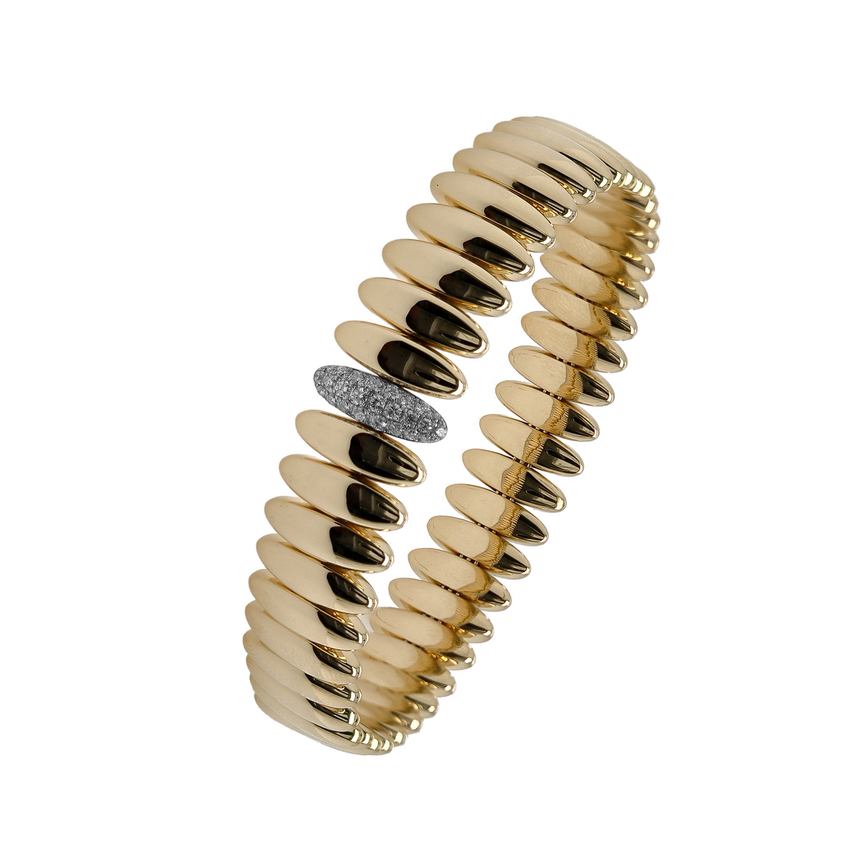 18KT Yellow Gold with White Rhodium Diamond Bangle