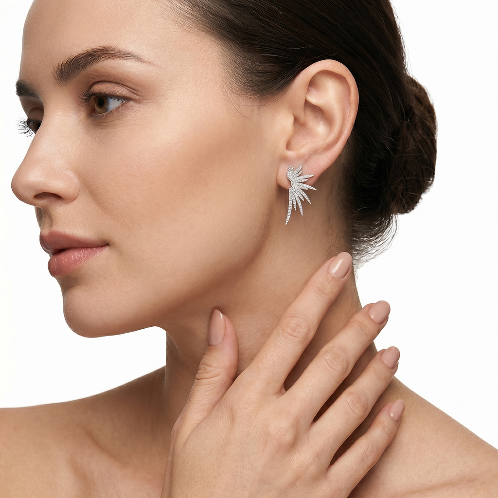 18KT White Gold Diamond Earrings