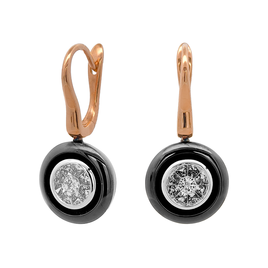 18KT Rose, White & Yellow Gold Diamond Earrings
