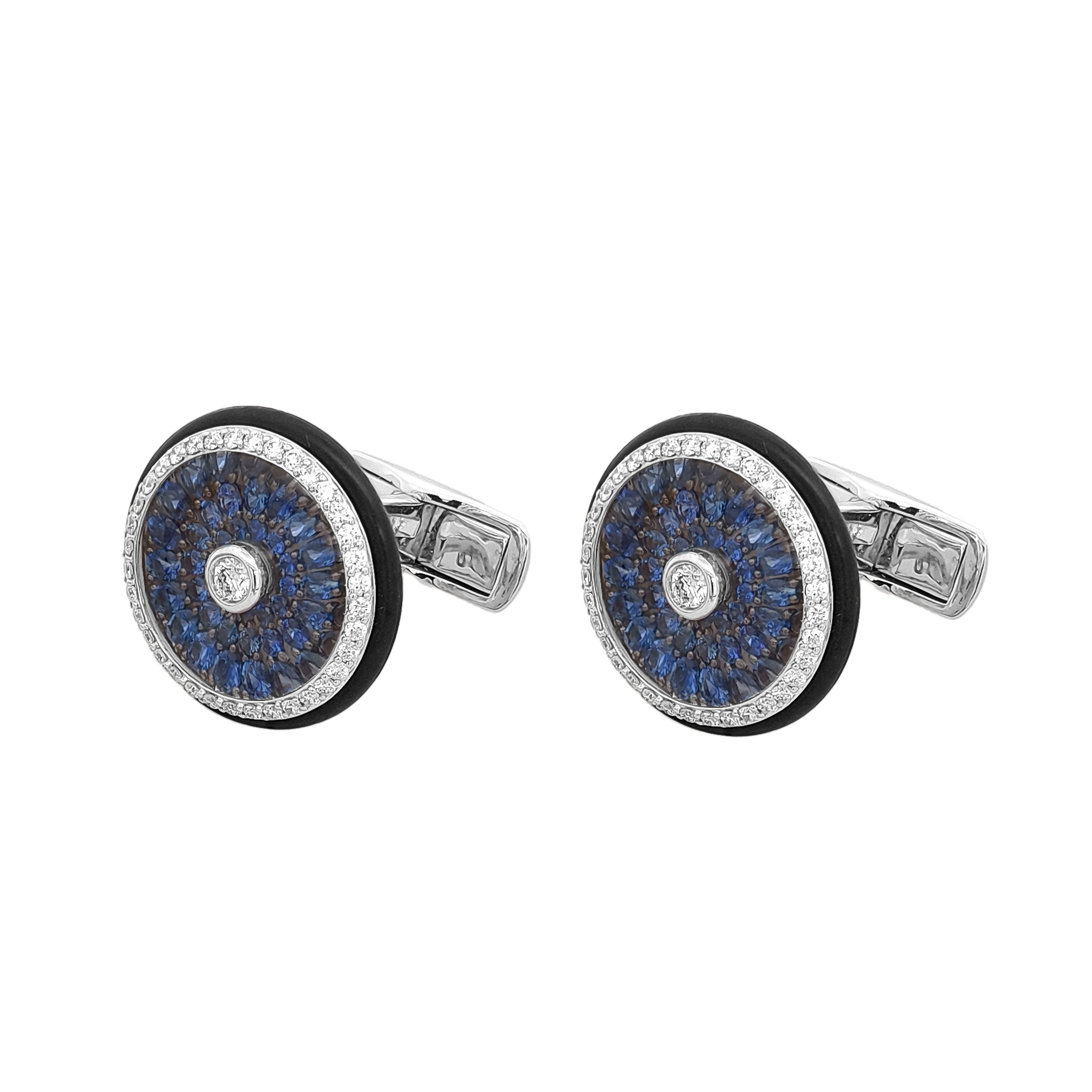 18KT White & Black Gold Crystal, Sapphire & Diamond Cufflinks
