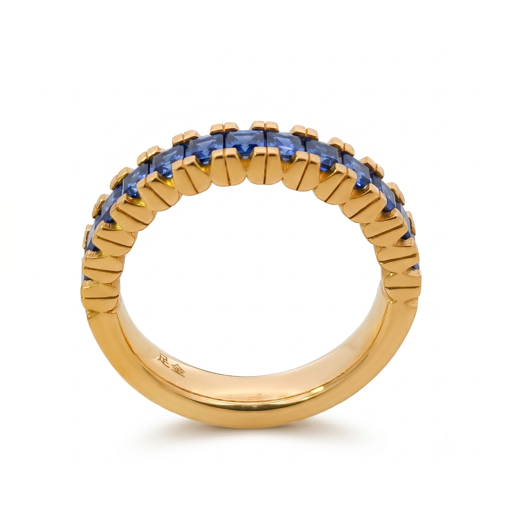 24KT Pure Gold Blue Sapphire Ring