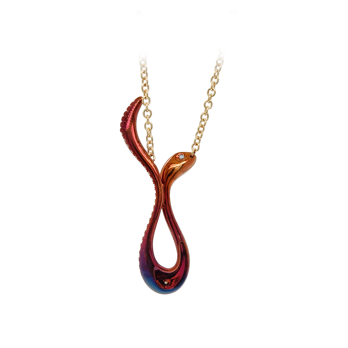 18KT Yellow & Rose Gold with Black Rhodium Diamond Fox Necklace