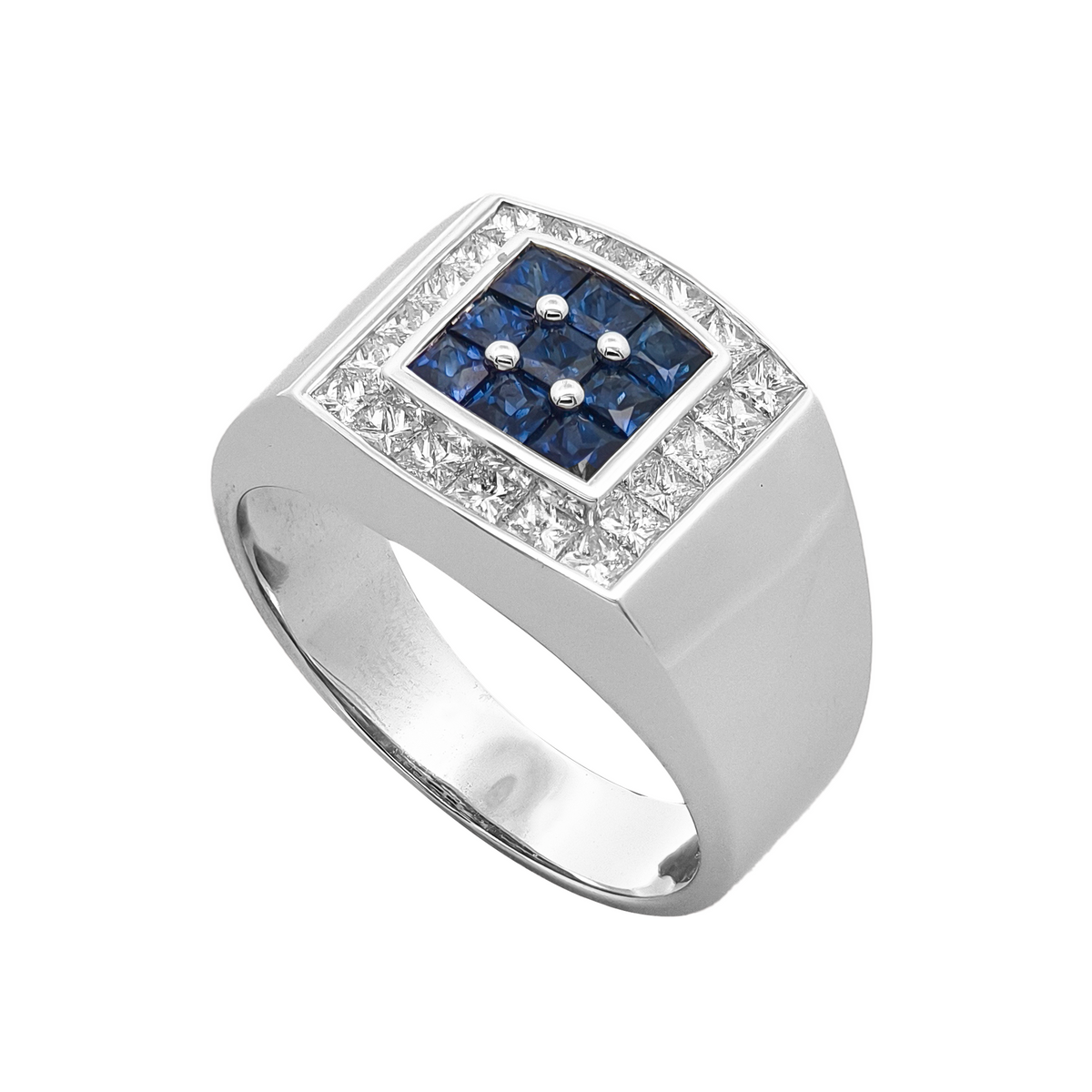 18KT White Gold Sapphire & Diamond Ring