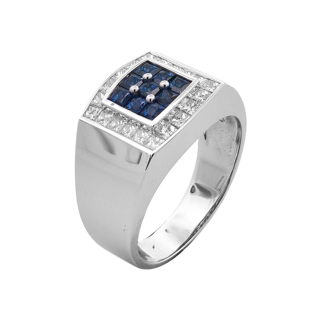 18KT White Gold Sapphire & Diamond Ring
