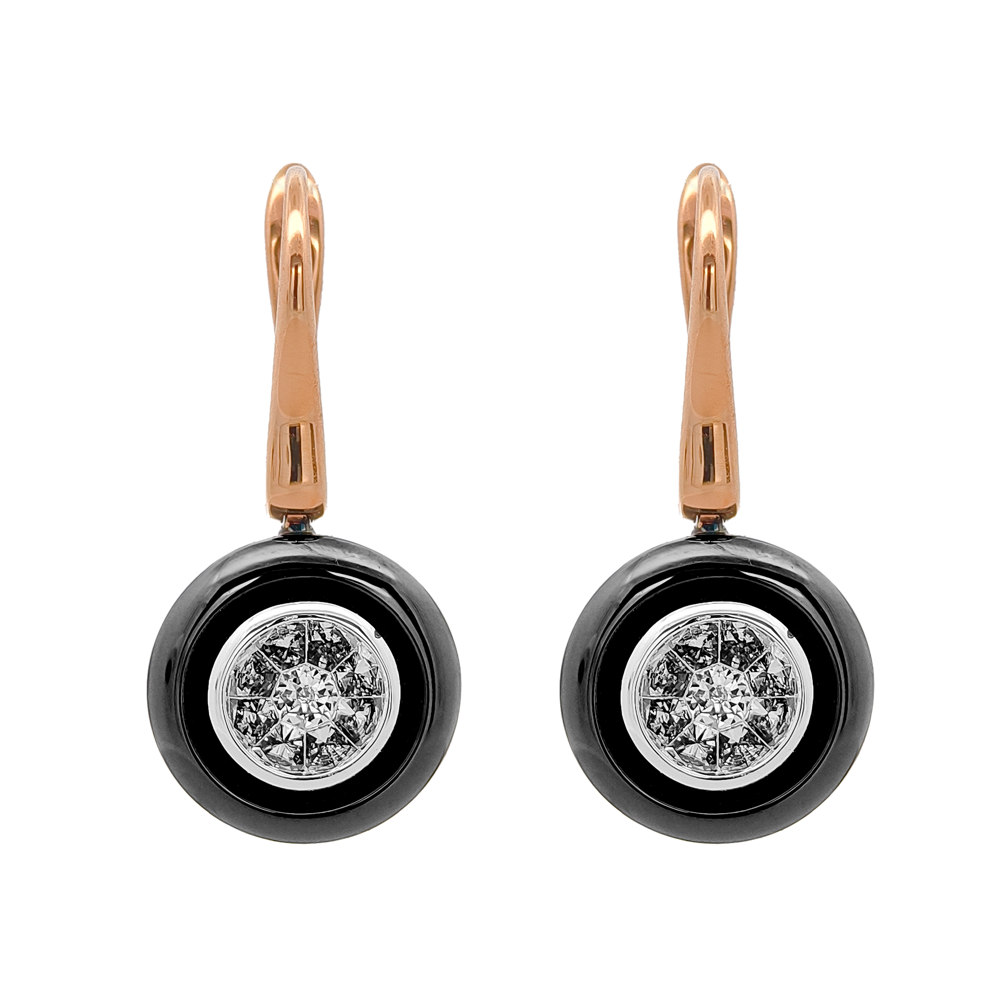 18KT Rose, White & Yellow Gold Diamond Earrings