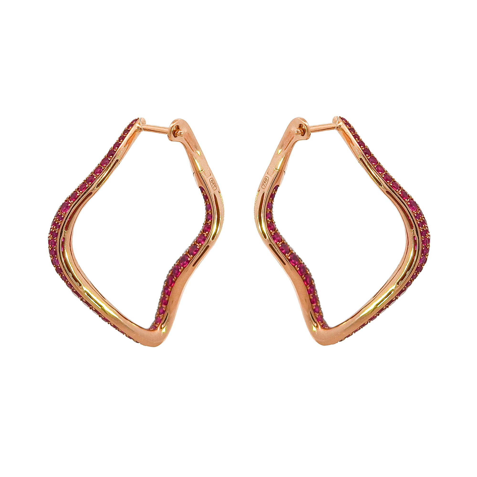 18KT Rose Gold Ruby & Diamond Earrings
