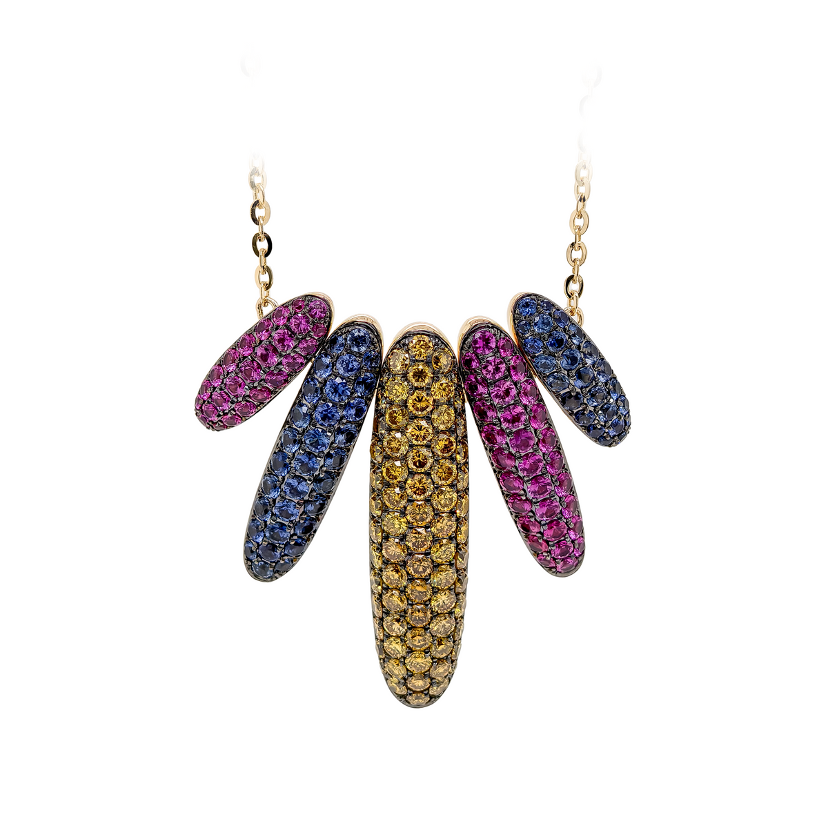 18KT Yellow Gold with Sapphire, Ruby & Diamond Necklace