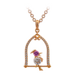 18KT Rose Gold Nestle Bird-in-Nest Pendant with Pink Sapphires & Diamonds