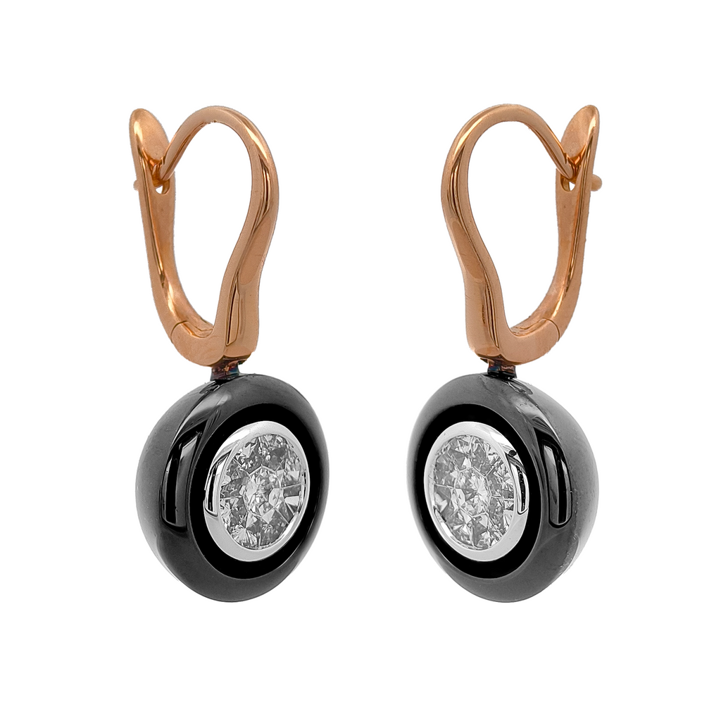 18KT Rose, White & Yellow Gold Diamond Earrings