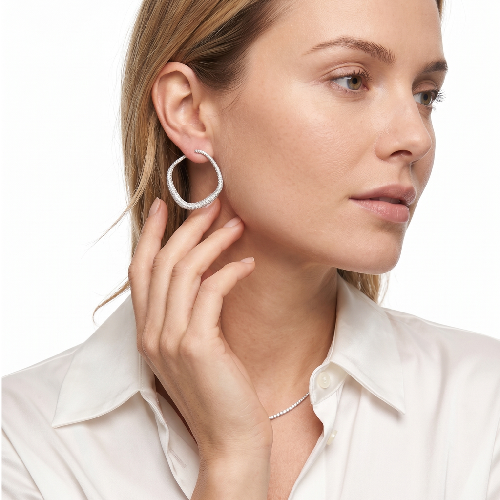 18KT White Gold Diamond Earrings