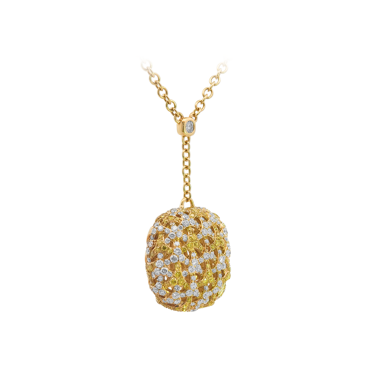 18KT Yellow Gold Yellow Diamond & Diamond Necklace