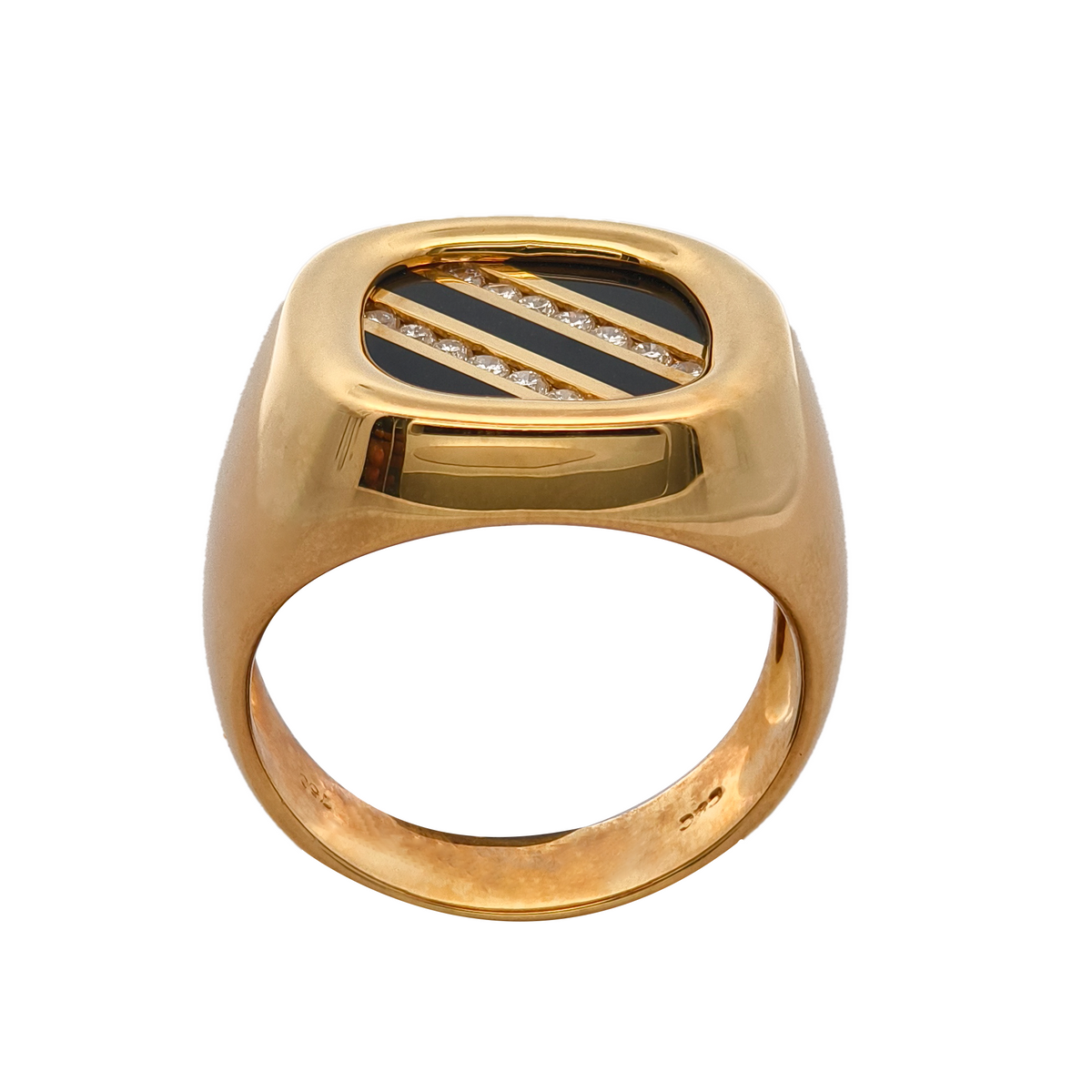 18KT Yellow Gold Onyx & Diamond Ring