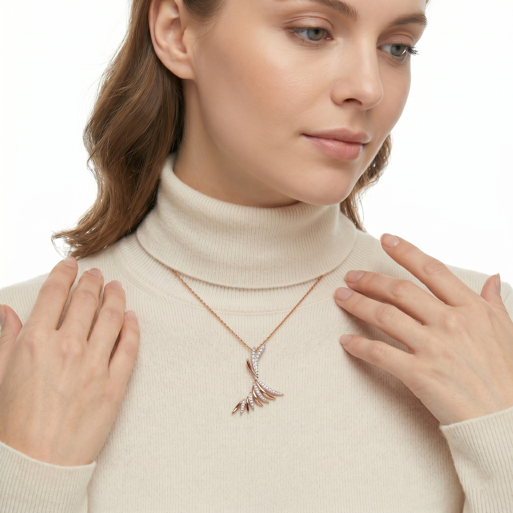 18KT Rose & White Gold Diamond Pendant