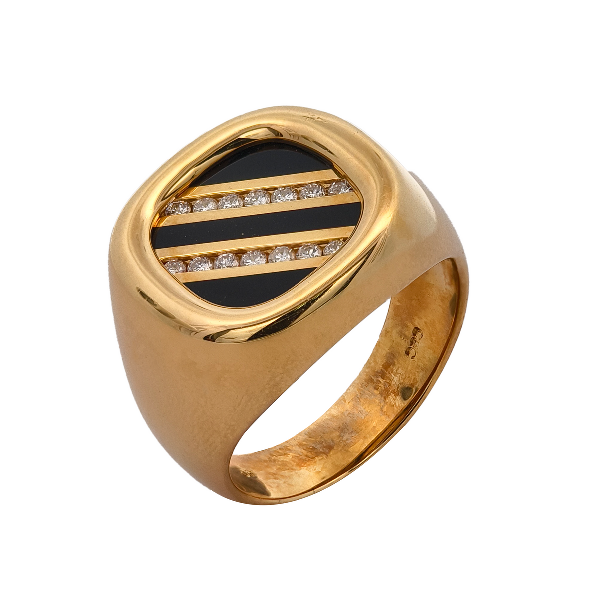 18KT Yellow Gold Onyx & Diamond Ring