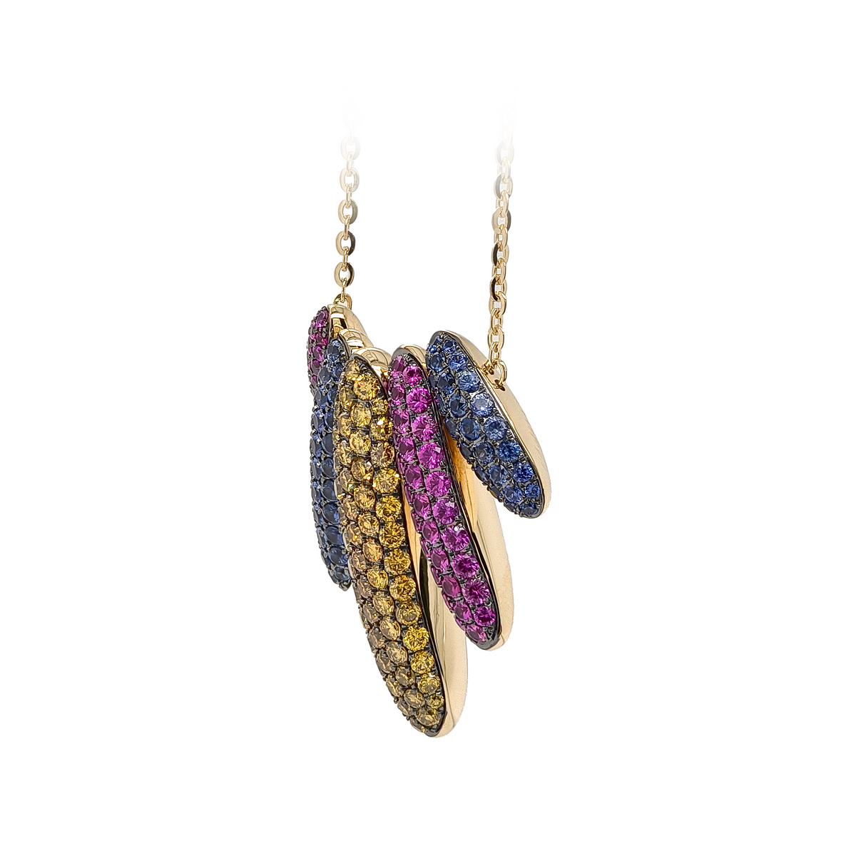 18KT Yellow Gold with Sapphire, Ruby & Diamond Necklace
