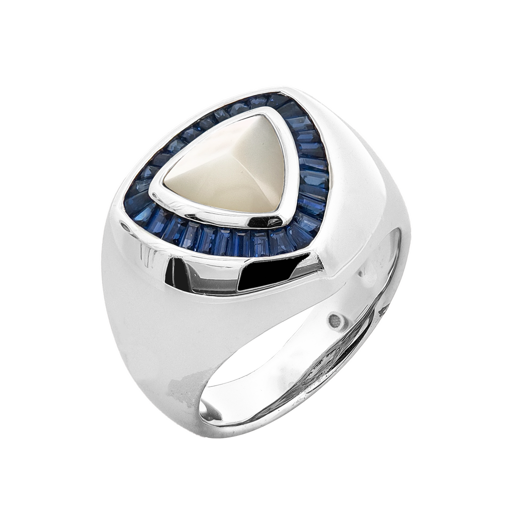18KT White Gold  Pinetada Martensi / Sapphire Ring