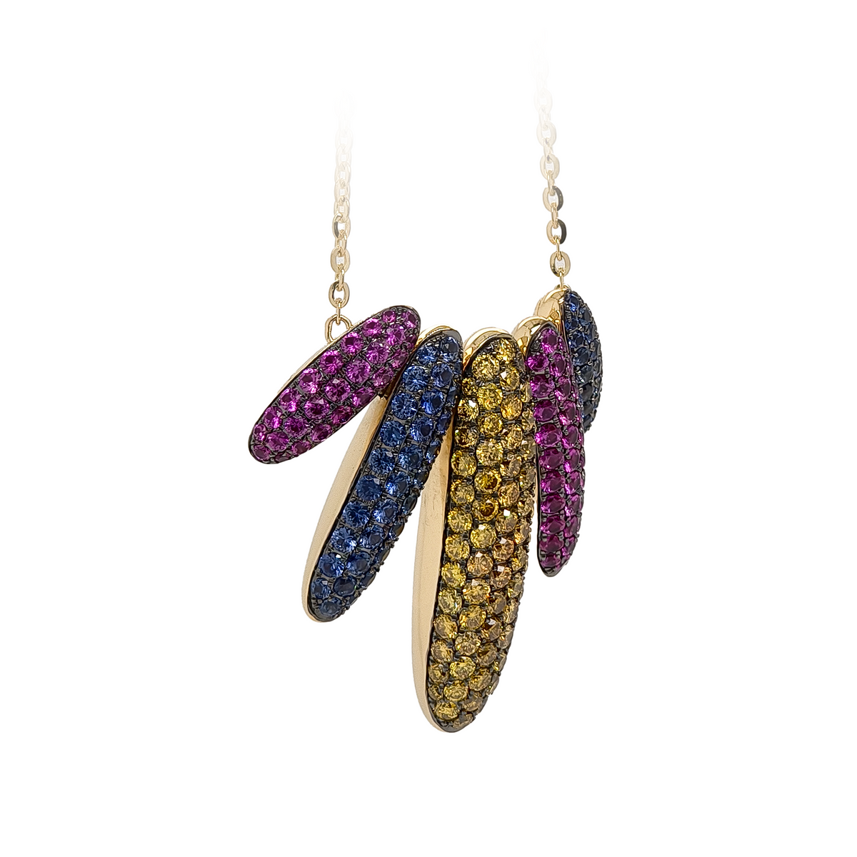 18KT Yellow Gold with Sapphire, Ruby & Diamond Necklace