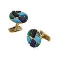Onyx, White MOP, Malachite,Tiger's Eye, Red Jade, Lapis, Turquoise &  Diamond Cufflinks