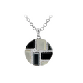 Onyx, Hematite, White MOP & Diamond Pendant