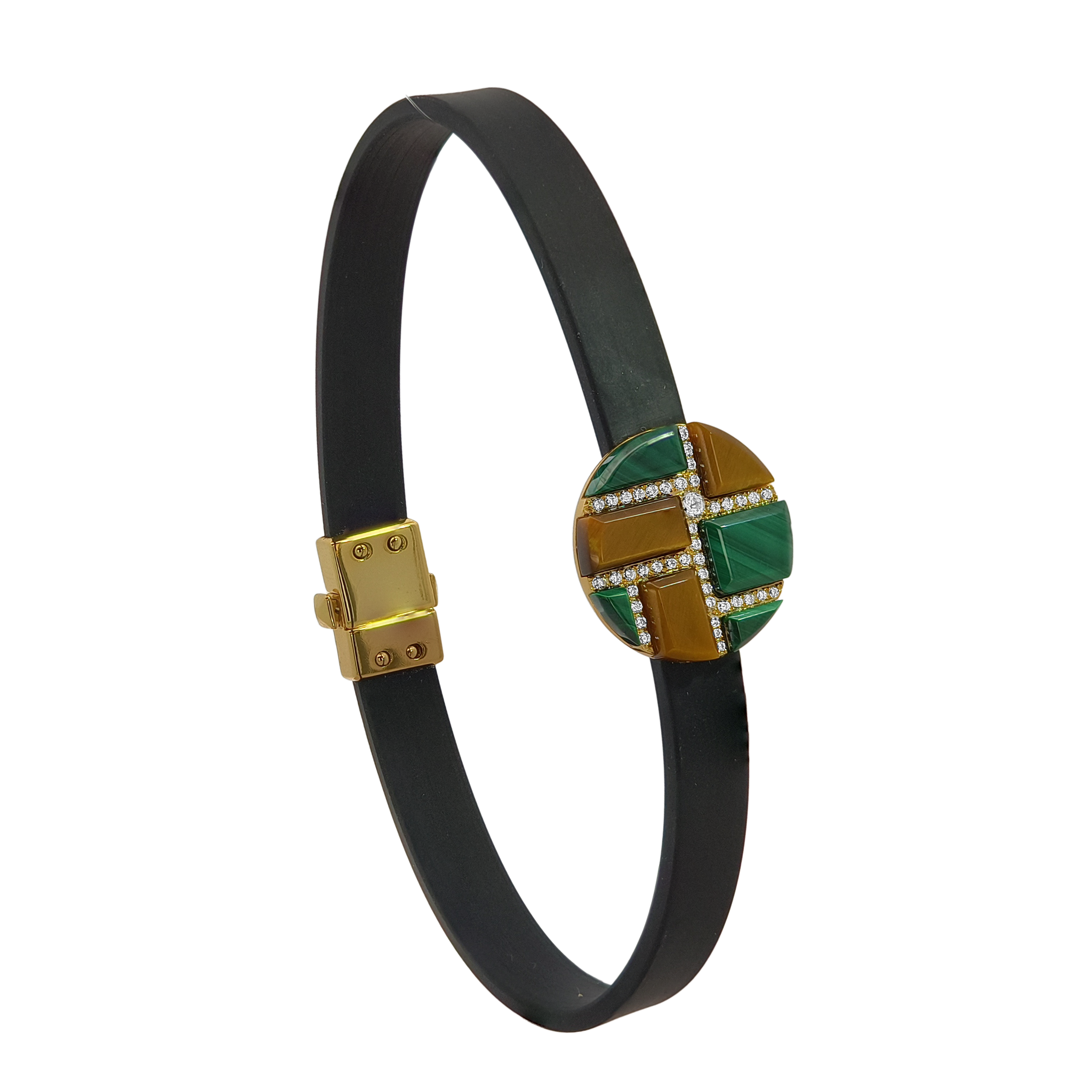 Malachite, Tiger's Eye & Diamond Bracelet