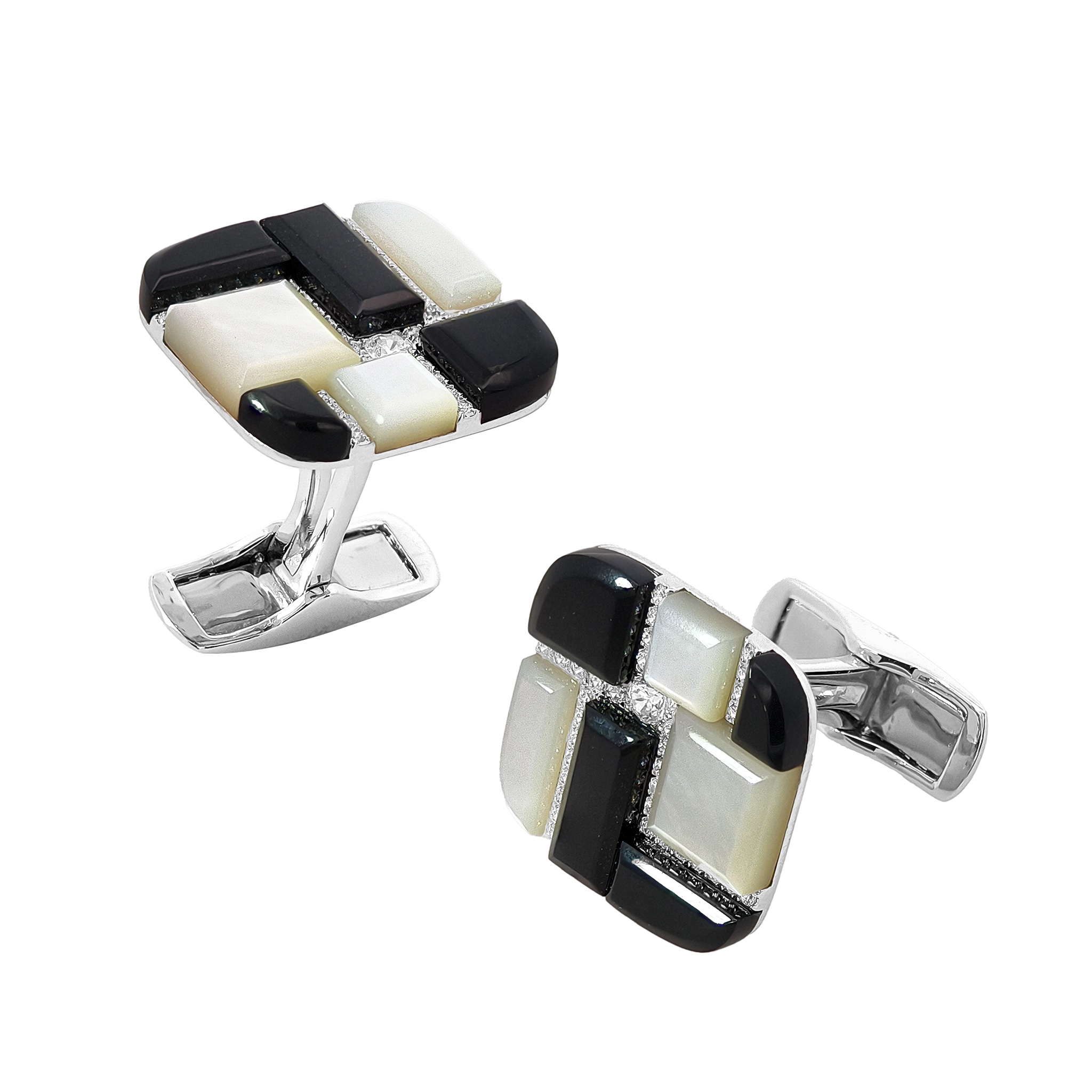 Tiger's Eye, Lapis, White MOP Cufflinks