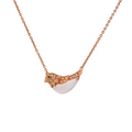18KT Rose Gold Pink Chalcedony, Black Diamond & Diamond Necklace