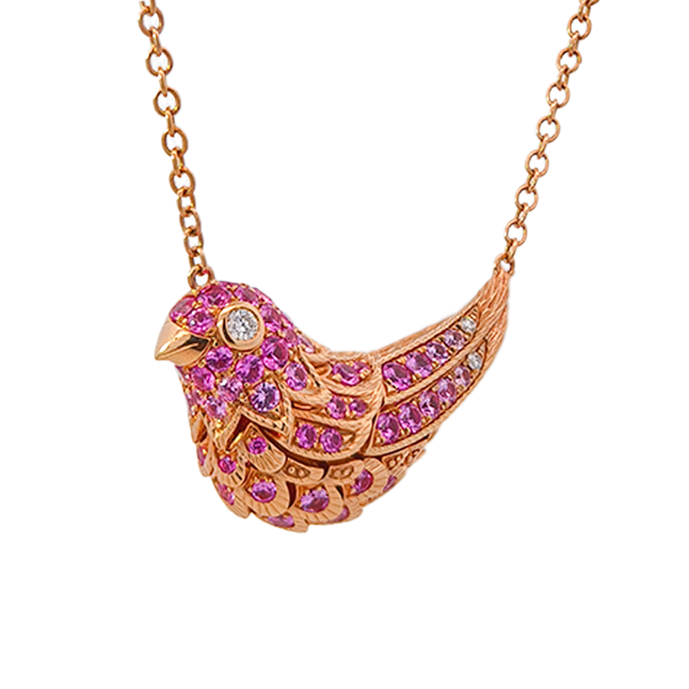 18KT Rose Gold Bloom Necklace with Pink Sapphires & Diamonds