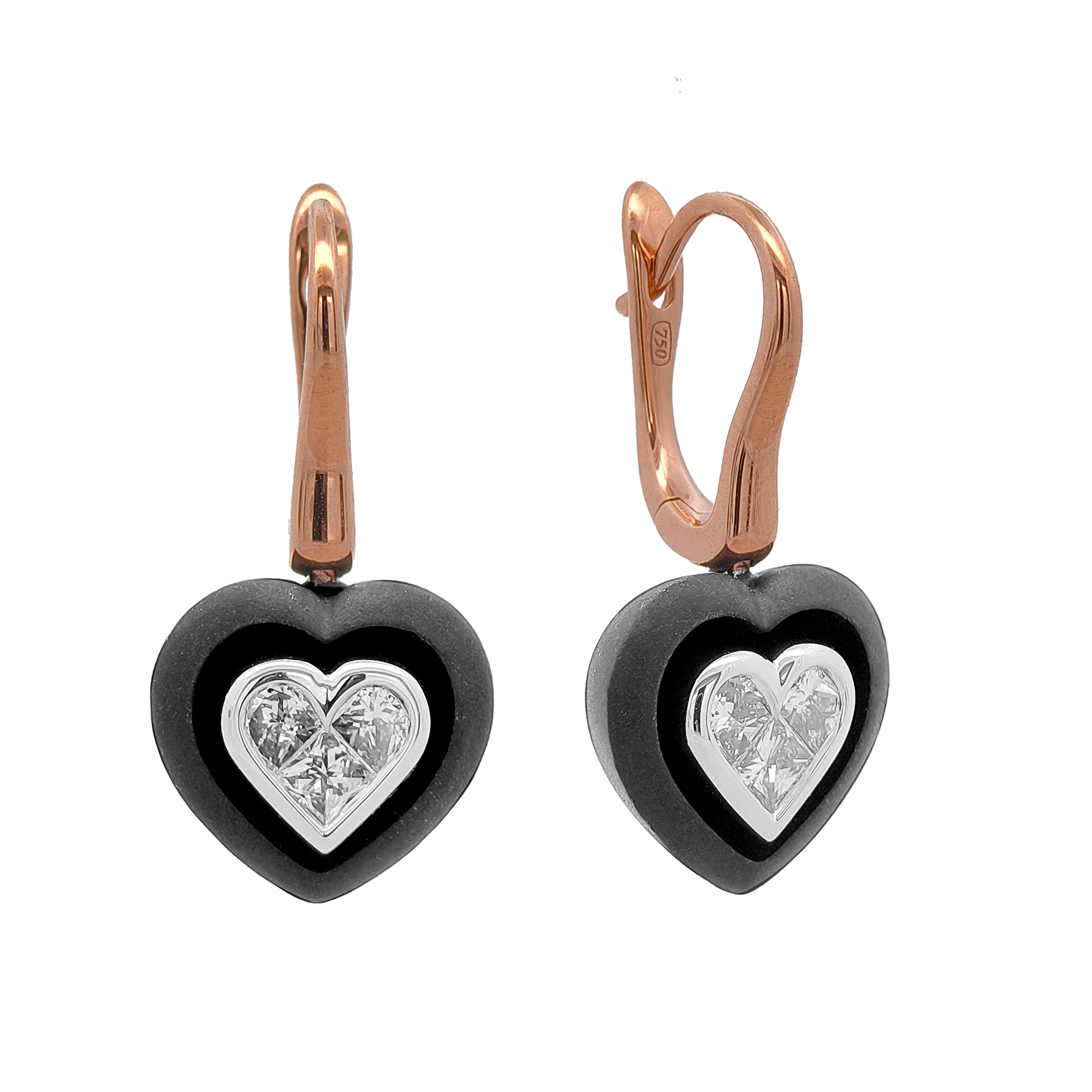 18KT Rose, White & Yellow Gold Diamond Earrings