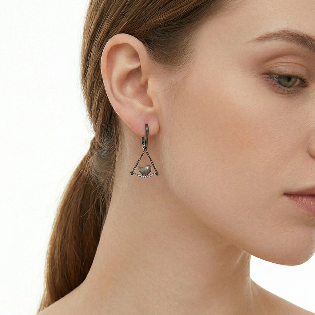 18KT Yellow Gold & Black Plated Titanium, Yellow Diamond & Diamond Earrings