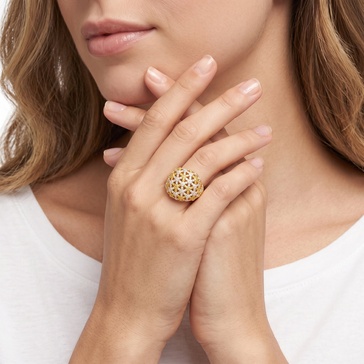 18KT Yellow Gold Yellow Diamond & Diamond Ring