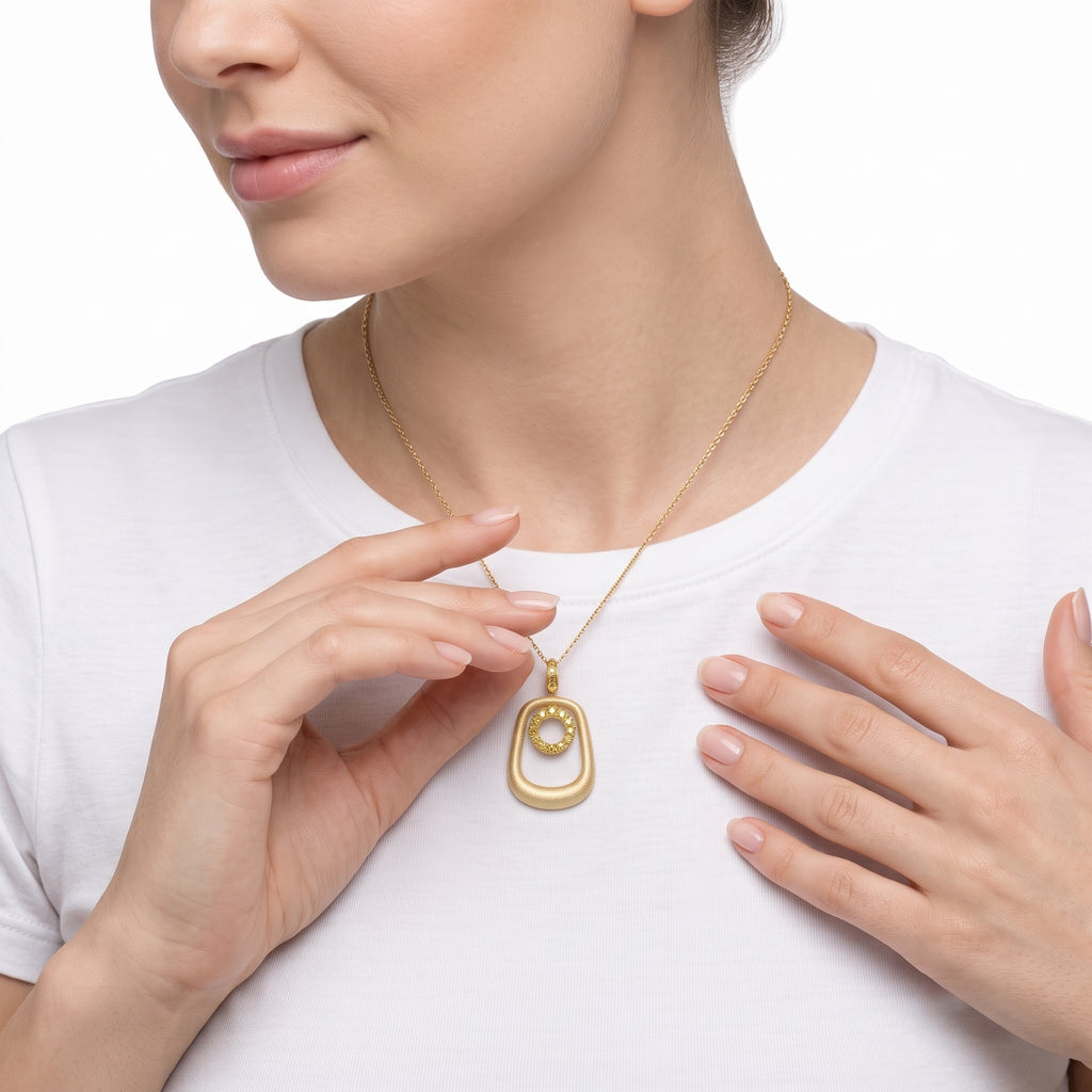 18KT Yellow Gold Enamel & Yellow Diamond Pendant