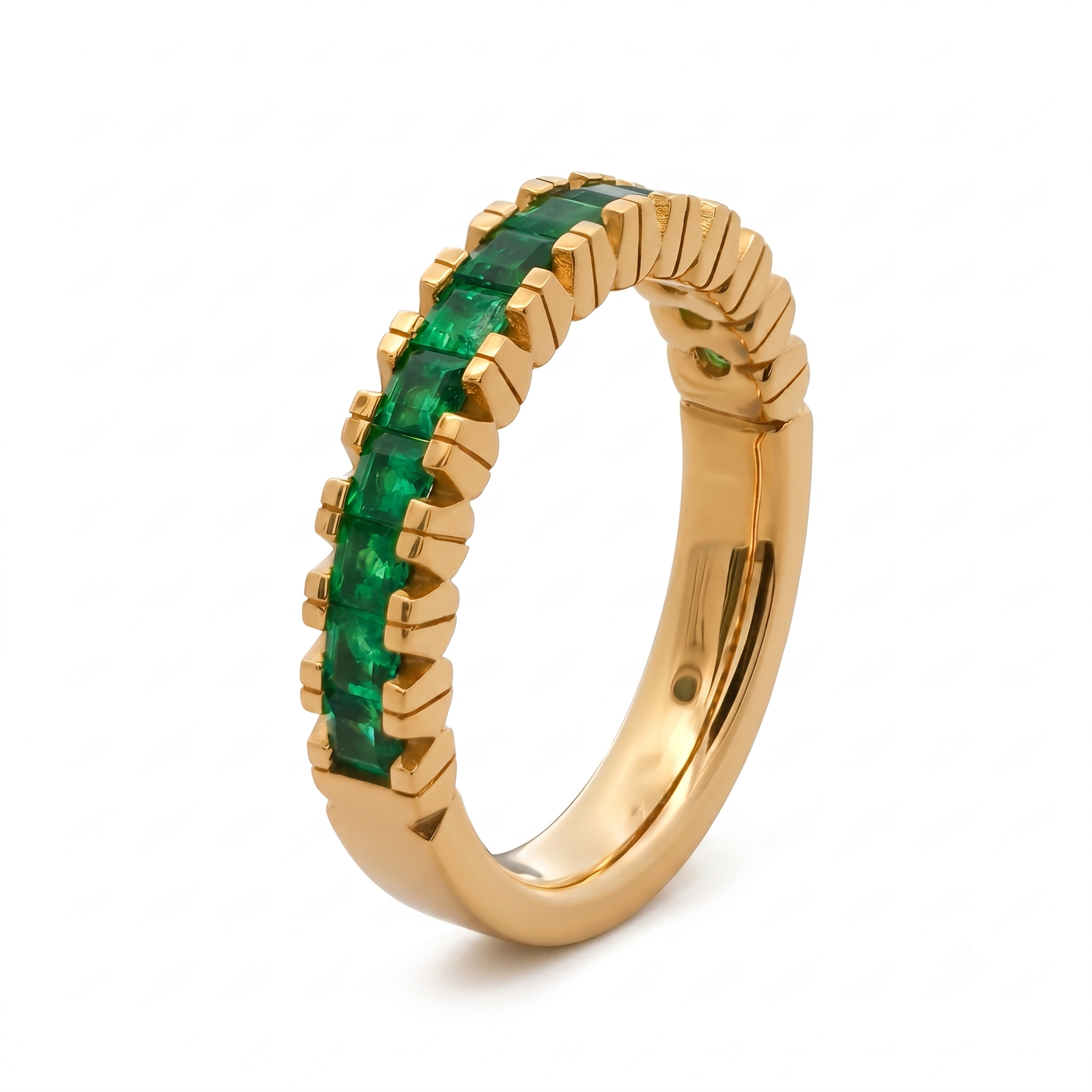 24KT Pure Gold Blue Emerald Ring
