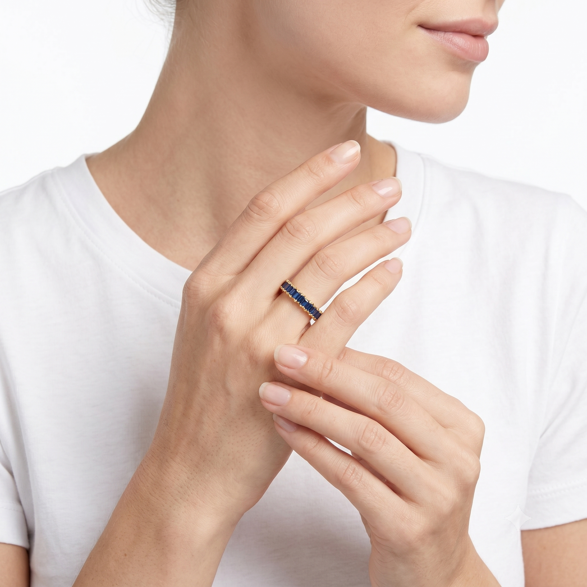 24KT Pure Gold Blue Sapphire Ring