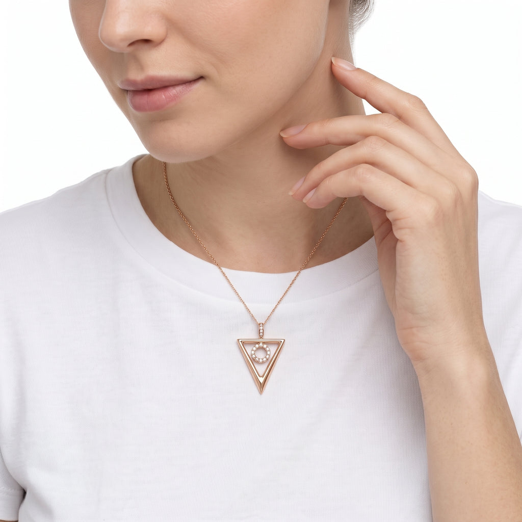 18KT Rose Gold Enamel & Diamond Pendant