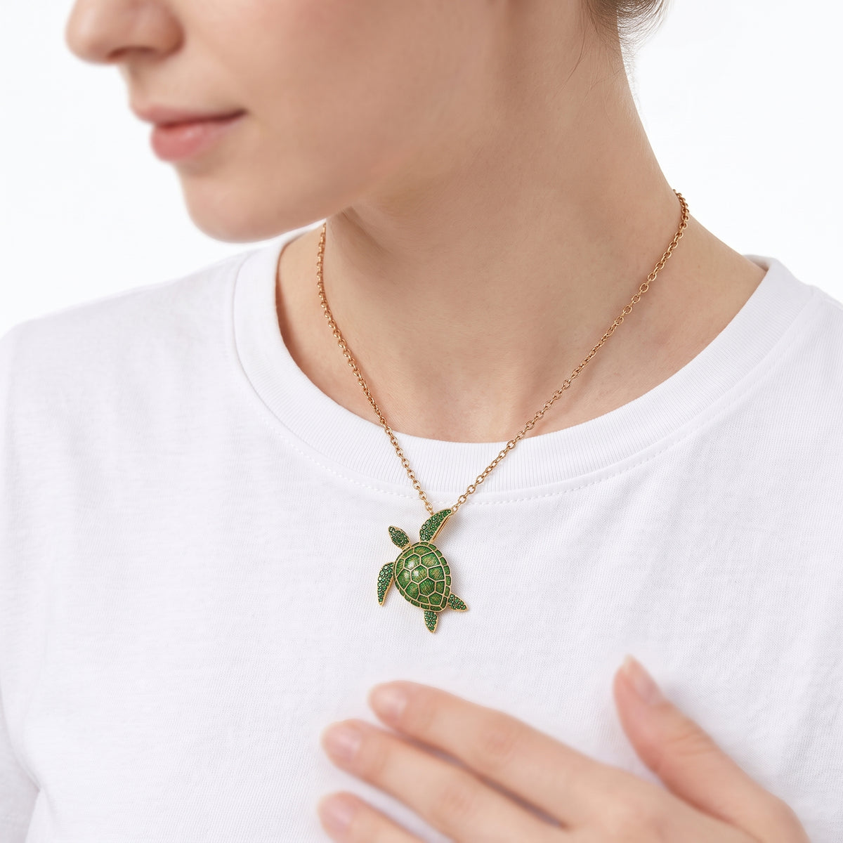 18KT Yellow Gold with Enamel, Tsavorite & Yellow Diamond Turtle Brooch / Pendant