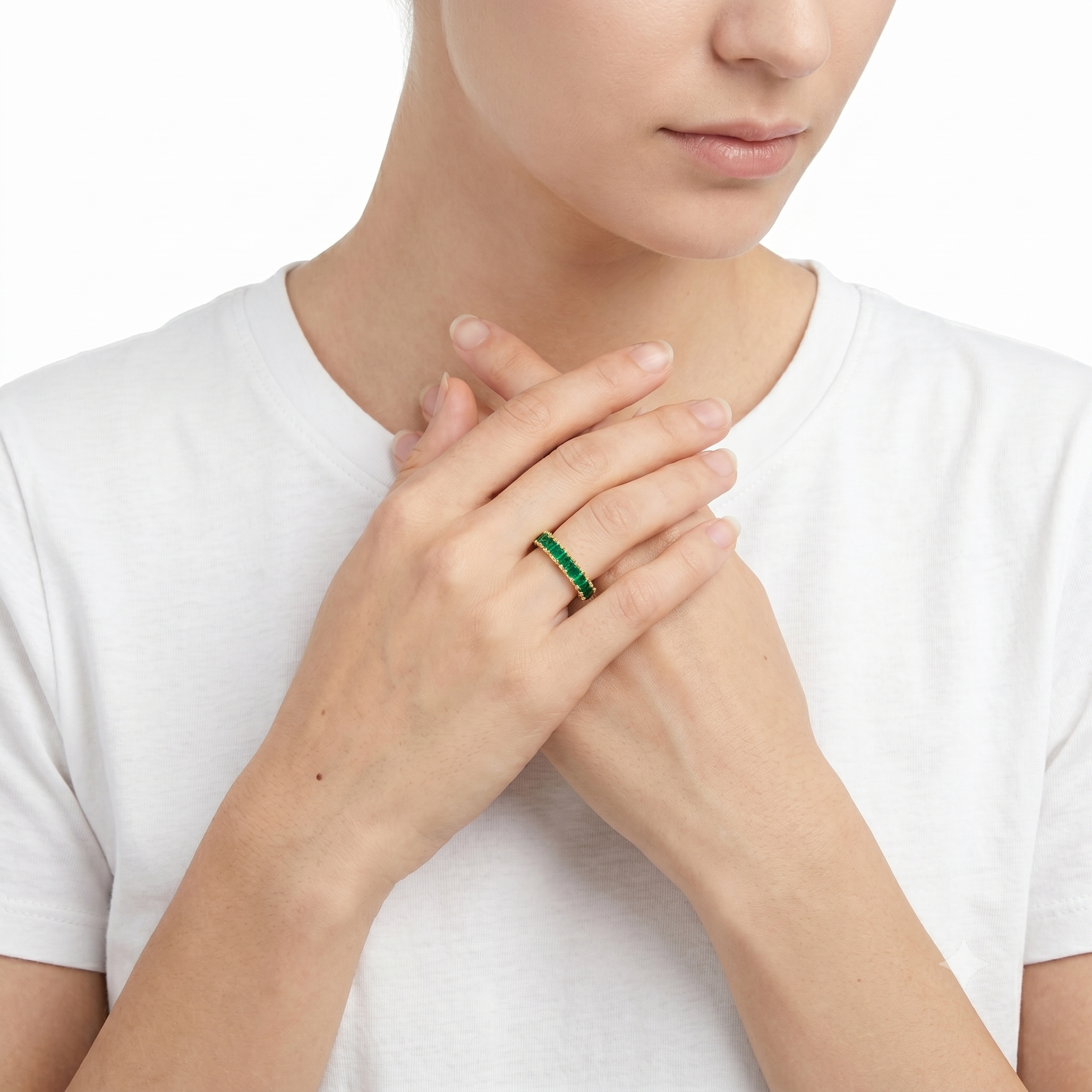 24KT Pure Gold Blue Emerald Ring
