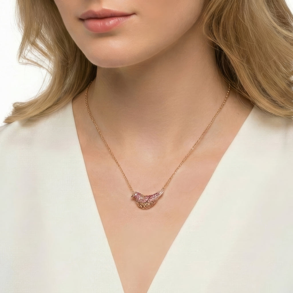 18KT Rose Gold Bloom Necklace with Pink Sapphires & Diamonds